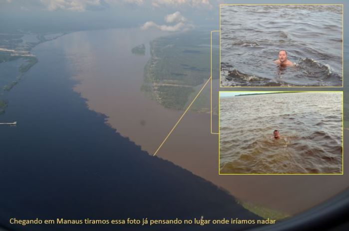 fot montagem nadando encontro das águas